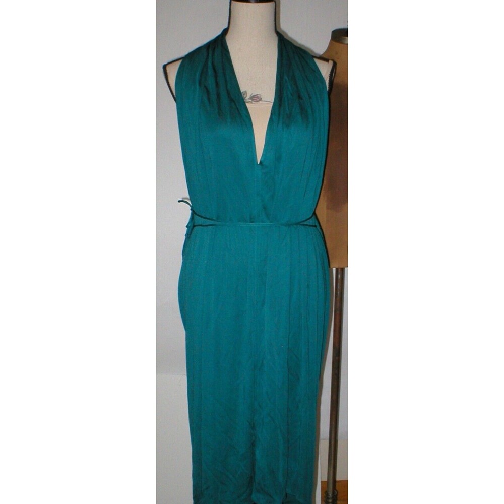 New Womens 8 NWT Designer Doo.Ri Dark Teal Aqua Blue Dress T Back Belt Sleeveles